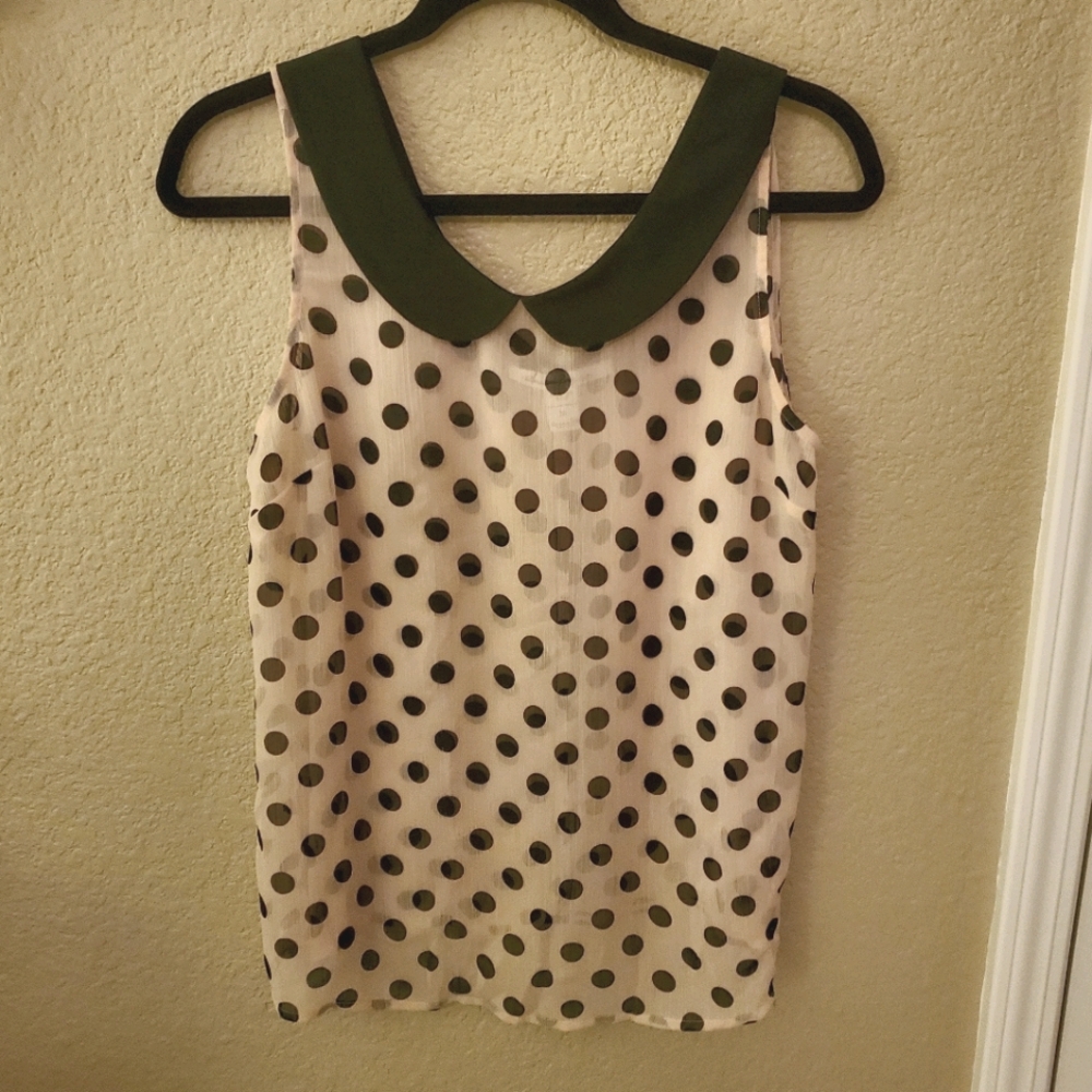 American Rag Pink & Black Polka Dot Sleeveless Top